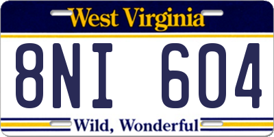 WV license plate 8NI604