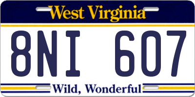 WV license plate 8NI607