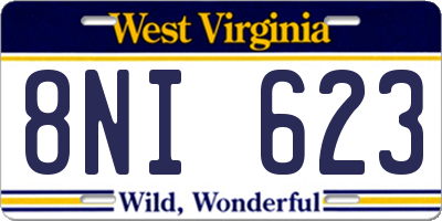 WV license plate 8NI623