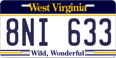 WV license plate 8NI633