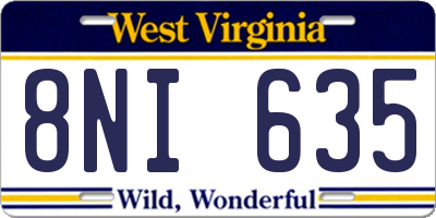 WV license plate 8NI635
