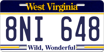 WV license plate 8NI648