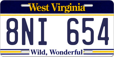 WV license plate 8NI654