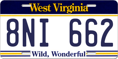 WV license plate 8NI662