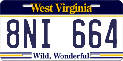 WV license plate 8NI664