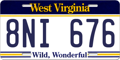 WV license plate 8NI676