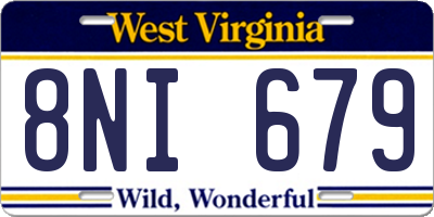WV license plate 8NI679