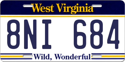 WV license plate 8NI684