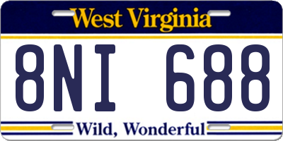 WV license plate 8NI688