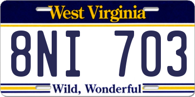 WV license plate 8NI703