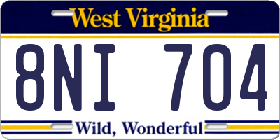 WV license plate 8NI704