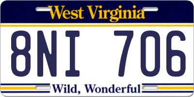 WV license plate 8NI706