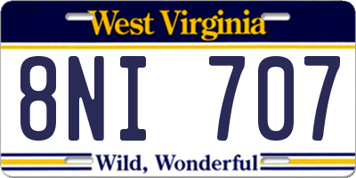 WV license plate 8NI707