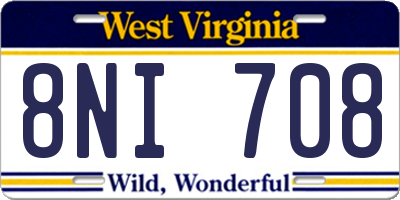 WV license plate 8NI708