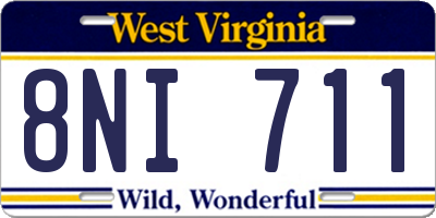 WV license plate 8NI711