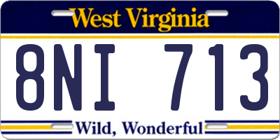 WV license plate 8NI713