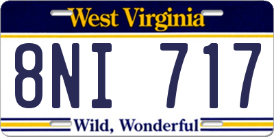 WV license plate 8NI717
