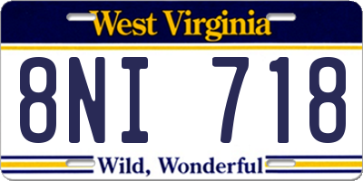 WV license plate 8NI718