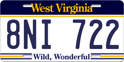 WV license plate 8NI722