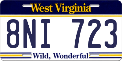 WV license plate 8NI723
