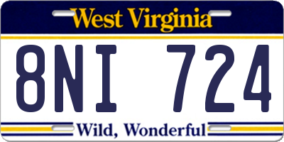 WV license plate 8NI724