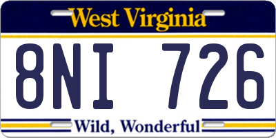WV license plate 8NI726