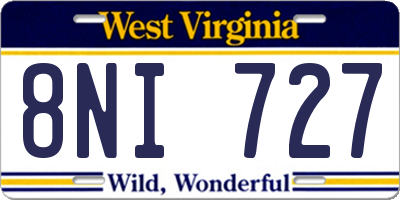 WV license plate 8NI727