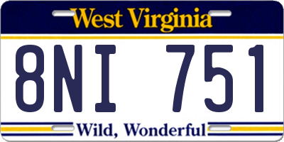 WV license plate 8NI751