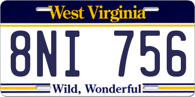 WV license plate 8NI756