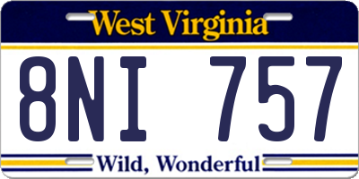 WV license plate 8NI757