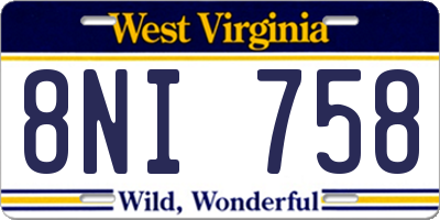 WV license plate 8NI758
