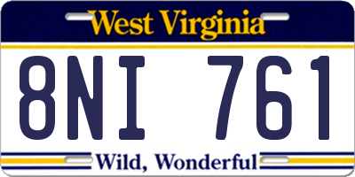 WV license plate 8NI761