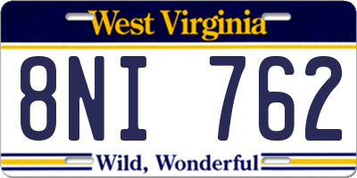 WV license plate 8NI762