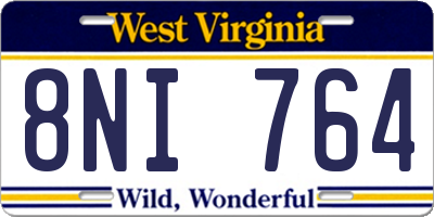 WV license plate 8NI764