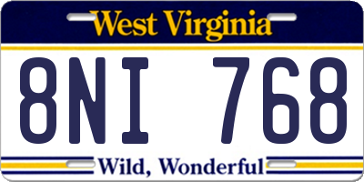 WV license plate 8NI768