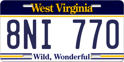WV license plate 8NI770