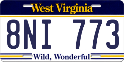 WV license plate 8NI773