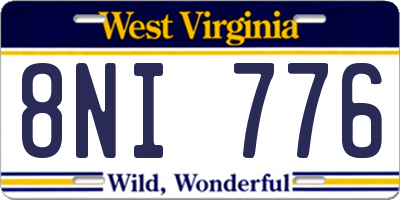 WV license plate 8NI776