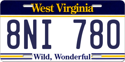 WV license plate 8NI780