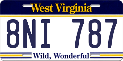 WV license plate 8NI787