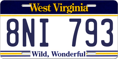WV license plate 8NI793