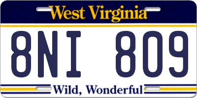 WV license plate 8NI809