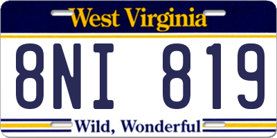 WV license plate 8NI819