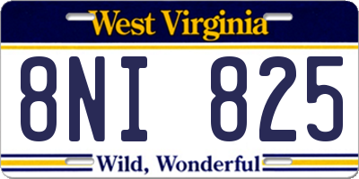WV license plate 8NI825