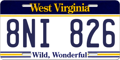 WV license plate 8NI826