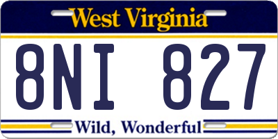 WV license plate 8NI827