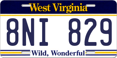WV license plate 8NI829