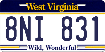 WV license plate 8NI831