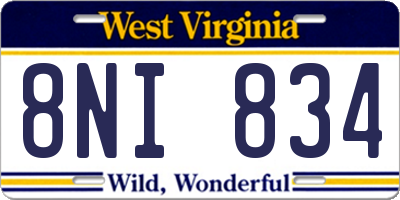 WV license plate 8NI834