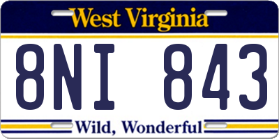 WV license plate 8NI843